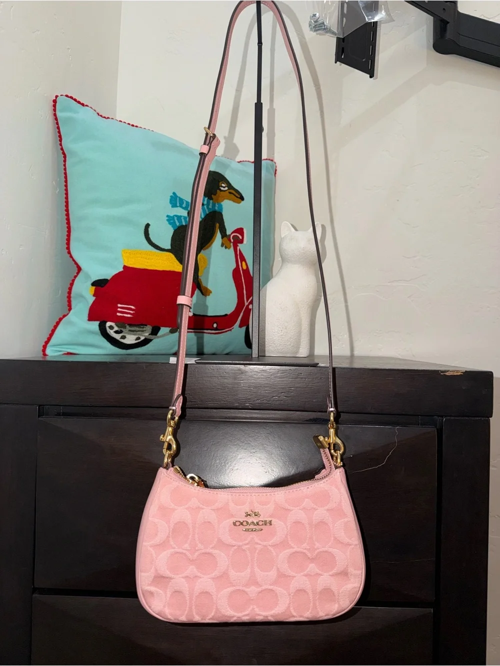 Coach Teri Pink Signature Denim CFF97 Mini Crossbody Bag New